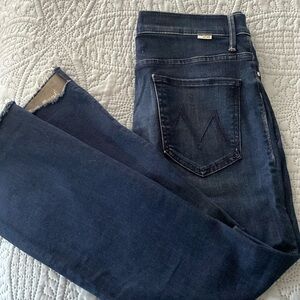 Mother the insider crop step gray denim